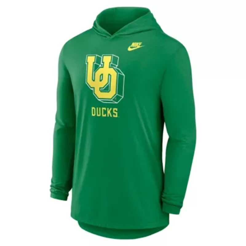 NCAA Nike Oregon Ducks Legacy Tri-Blend Dri-FIT Long Sleeve Hoodie T-Shirt