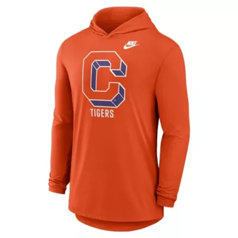 NCAA Nike Clemson Tigers Legacy Tri-Blend Dri-FIT Long Sleeve Hoodie T-Shirt