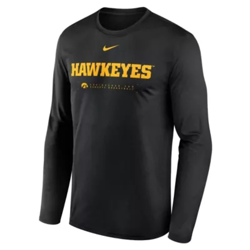 NCAA Nike Iowa Hawkeyes 2025 Courtside Basketball Shootaround Legend Dri-FIT Long Sleeve T-Shirt