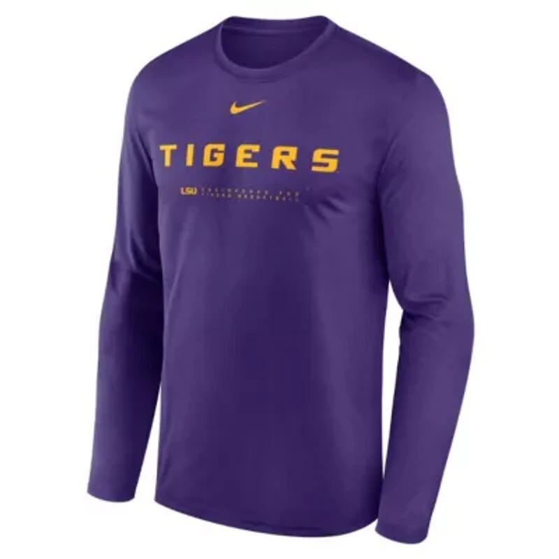 NCAA Nike LSU Tigers 2025 Courtside Basketball Shootaround Legend Dri-FIT Long Sleeve T-Shirt