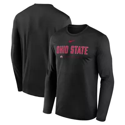 NCAA Nike Ohio State Buckeyes 2025 Courtside Basketball Shootaround Legend Dri-FIT Long Sleeve T-Shirt