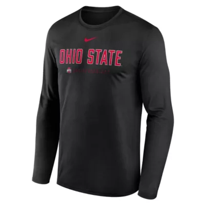 NCAA Nike Ohio State Buckeyes 2025 Courtside Basketball Shootaround Legend Dri-FIT Long Sleeve T-Shirt