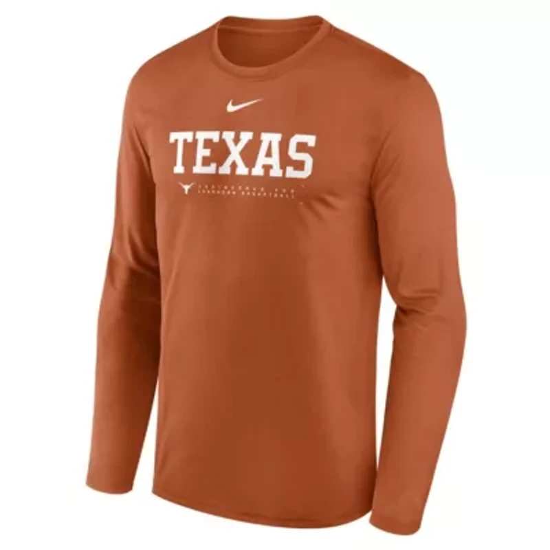 NCAA Nike Texas Longhorns 2025 Courtside Basketball Shootaround Legend Dri-FIT Long Sleeve T-Shirt