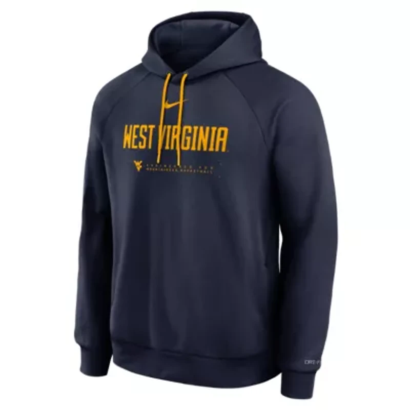 NCAA Nike West Virginia Mountaineers 2025 Courtside Basketball Practice Raglan Dri-FIT Hoodie