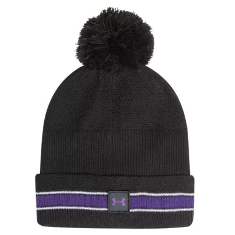 NCAA Under Armour Northwestern Wildcats City Collection Drive Cuffed Knit Hat with Pom