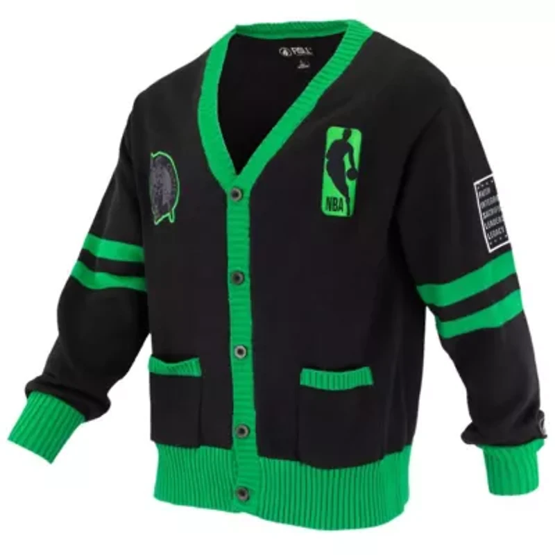 NBA Unisex Boston Celtics Logoman Shadow Collection Full-Button Cardigan Sweater