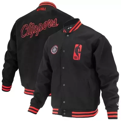Los Angeles Clippers NBA Unisex LA Logoman Shadow Collection Full-Snap Varsity Jacket