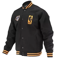 NBA Unisex New York Knicks Logoman Shadow Collection Full-Snap Varsity Jacket