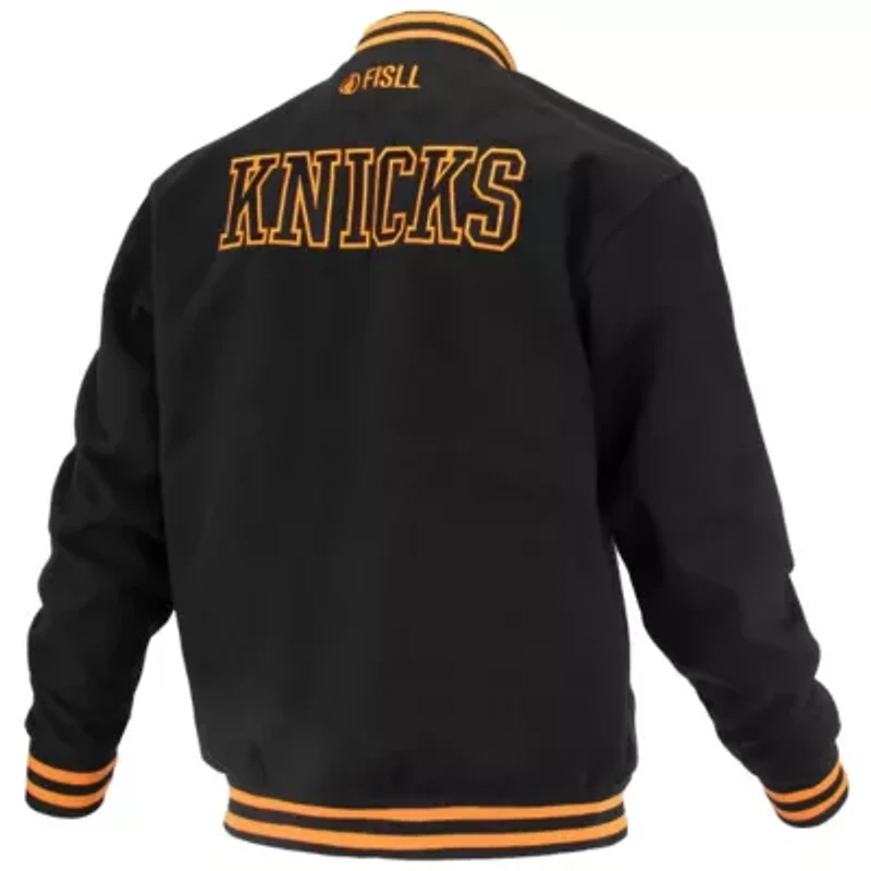 NBA Unisex New York Knicks Logoman Shadow Collection Full-Snap Varsity Jacket