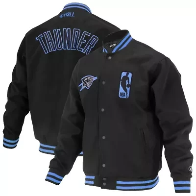NBA Unisex Oklahoma City Thunder Logoman Shadow Collection Full-Snap Varsity Jacket