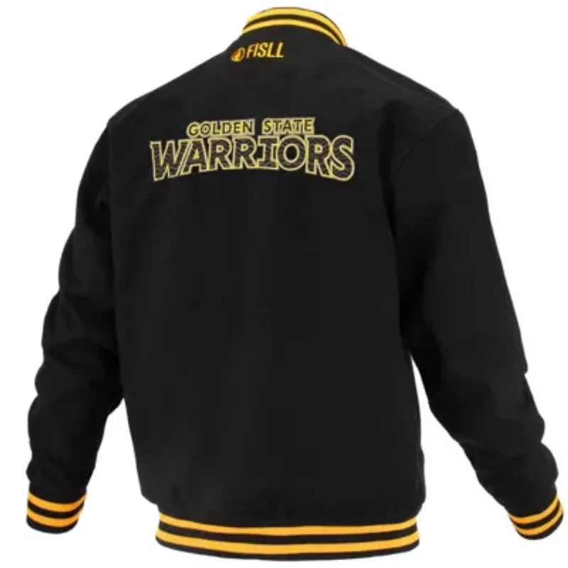 NBA Unisex Golden State Warriors Logoman Shadow Collection Full-Snap Varsity Jacket
