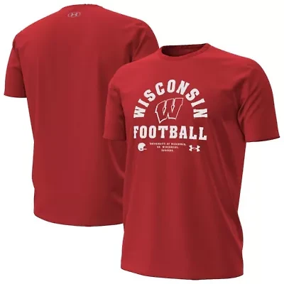 NCAA Under Armour Wisconsin Badgers 2025 Sideline Football Performance T-Shirt