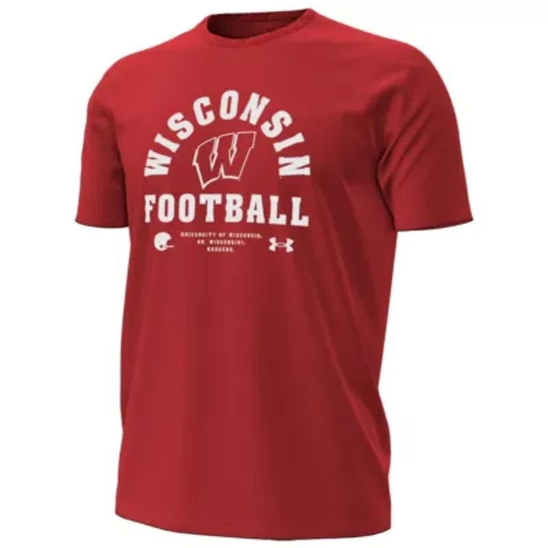 NCAA Under Armour Wisconsin Badgers 2025 Sideline Football Performance T-Shirt