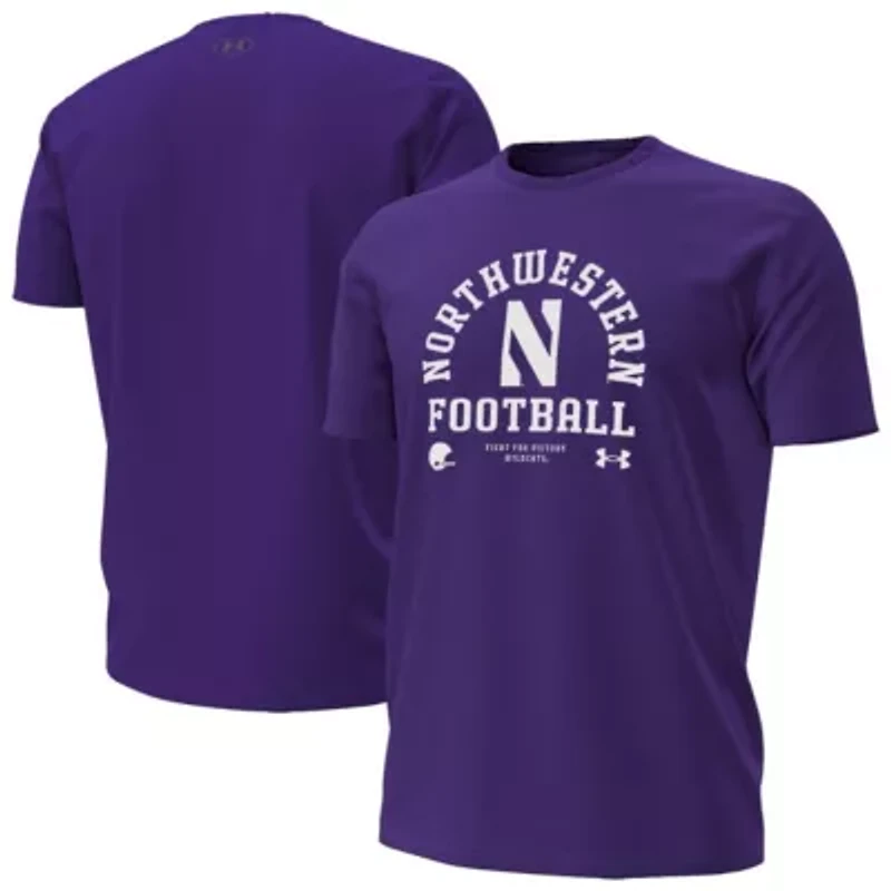 NCAA Under Armour Northwestern Wildcats 2025 Sideline Football Performance T-Shirt