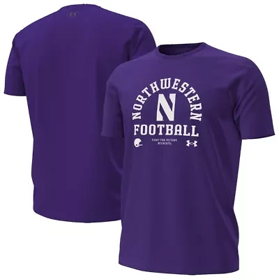 NCAA Under Armour Northwestern Wildcats 2025 Sideline Football Performance T-Shirt