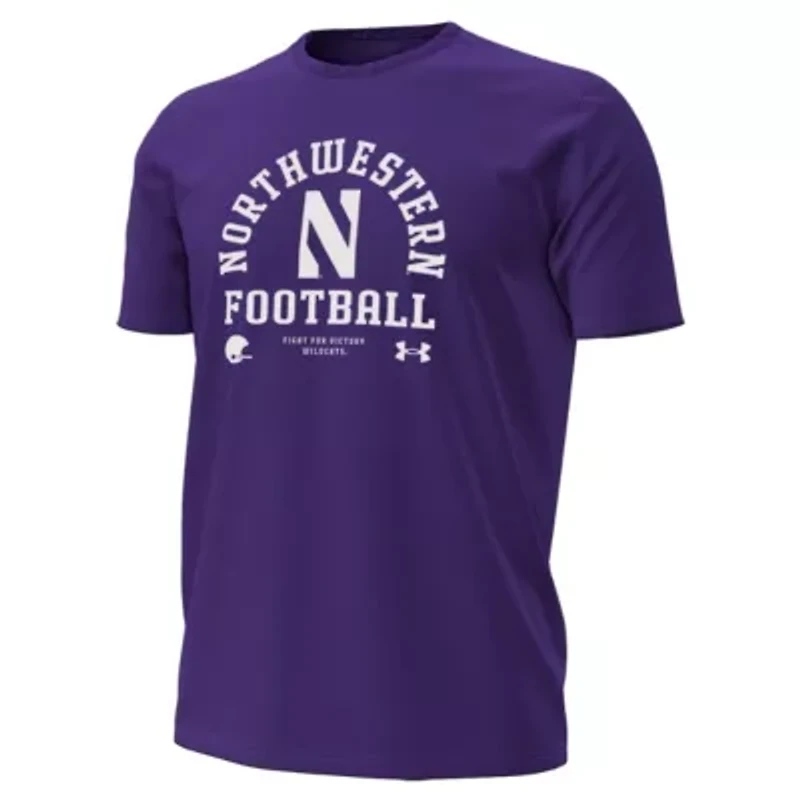 NCAA Under Armour Northwestern Wildcats 2025 Sideline Football Performance T-Shirt