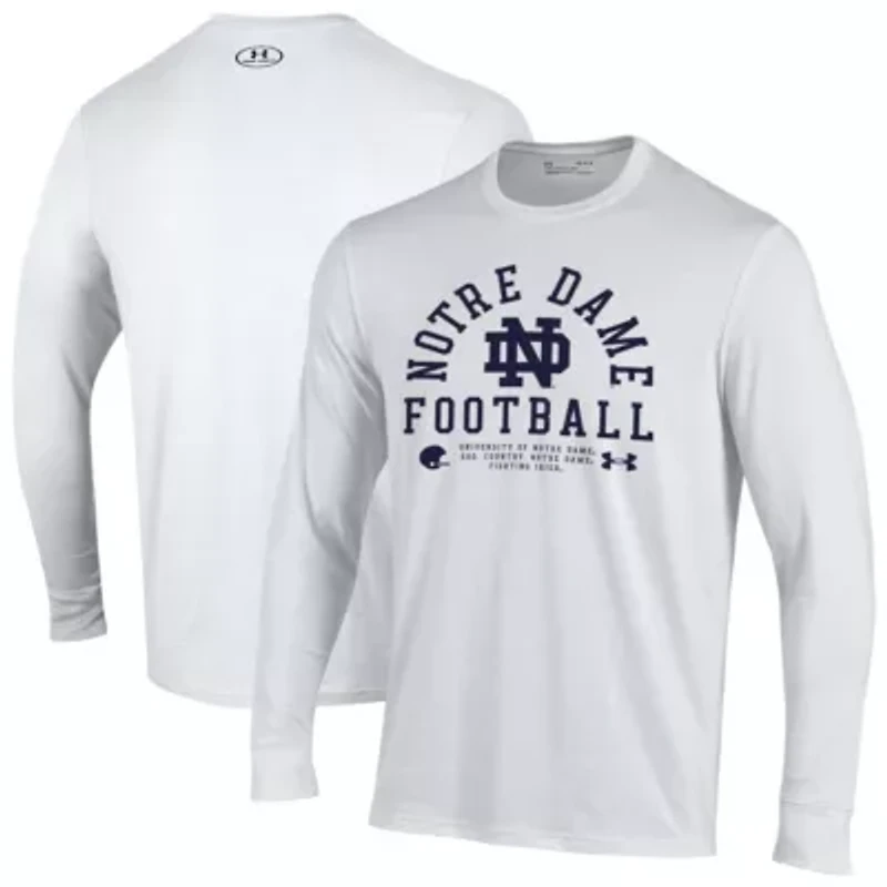 NCAA Under Armour Notre Dame Fighting Irish 2025 Sideline Football Performance Cotton Long Sleeve T-Shirt