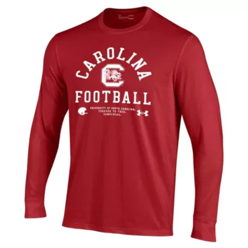 NCAA Under Armour South Carolina Gamecocks 2025 Sideline Football Performance Cotton Long Sleeve T-Shirt