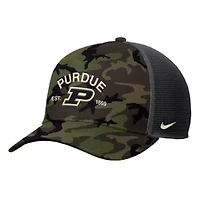 NCAA Nike Purdue Boilermakers 2025 Military Appreciation Rise Adjustable Trucker Hat