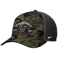 NCAA Nike Vanderbilt Commodores 2025 Military Appreciation Rise Adjustable Trucker Hat