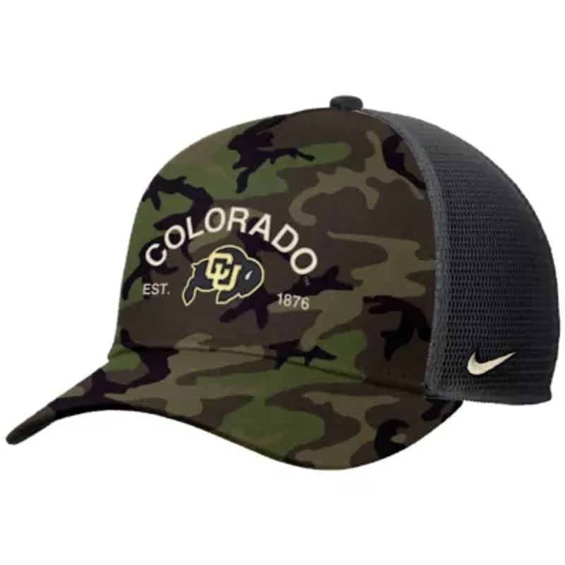 NCAA Nike Colorado Buffaloes 2025 Military Appreciation Rise Adjustable Trucker Hat