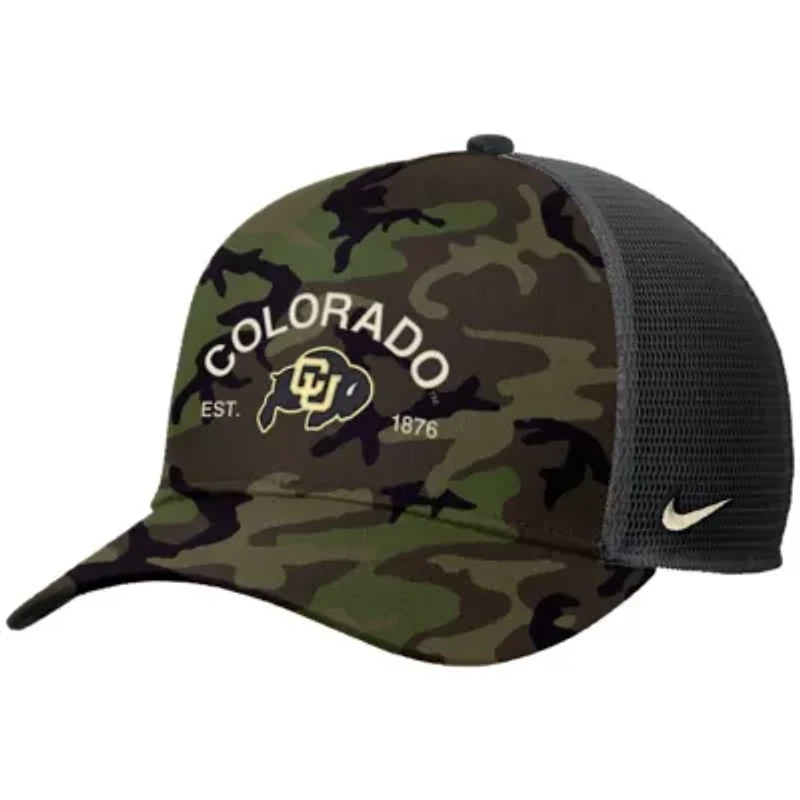 NCAA Nike Colorado Buffaloes 2025 Military Appreciation Rise Adjustable Trucker Hat