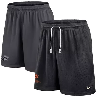 NCAA Nike Black/Gray Oklahoma State Cowboys 2025 Sideline Reversible Performance Shorts