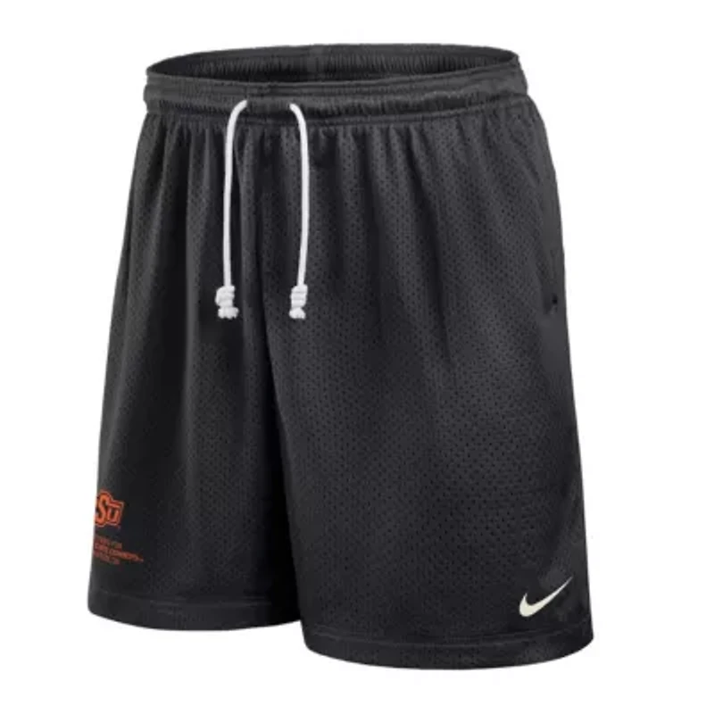 NCAA Nike Black/Gray Oklahoma State Cowboys 2025 Sideline Reversible Performance Shorts
