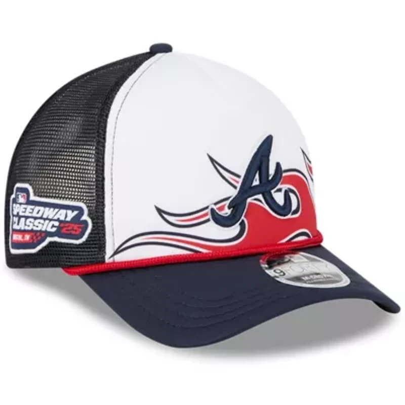 MLB White/Navy Atlanta Braves 2025 MLB Speedway Classic Fashion Pack A-Frame 9FORTY Adjustable Hat