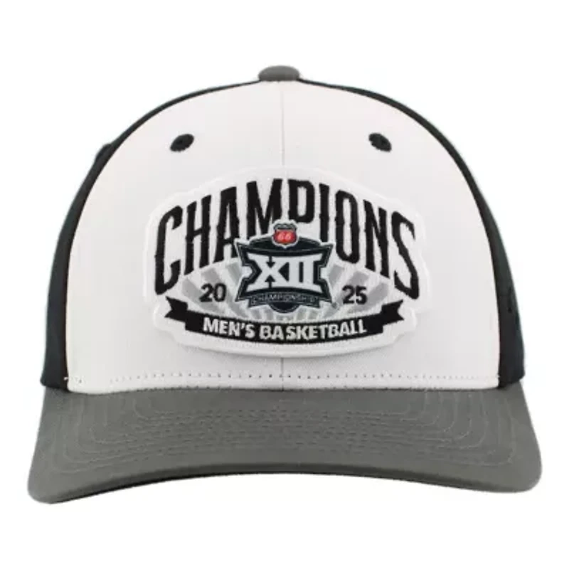 NCAA Unisex White/Charcoal Houston Cougars 2025 Big 12 Basketball Conference Tournament s Locker Room Adjustable Hat