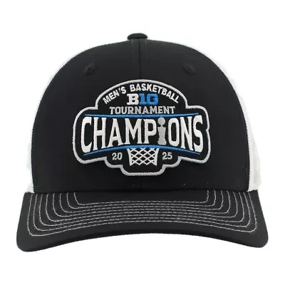 NCAA Unisex Black/White Michigan Wolverines 2025 Big Ten Basketball Conference Tournament s Locker Room Adjustable Trucker Hat