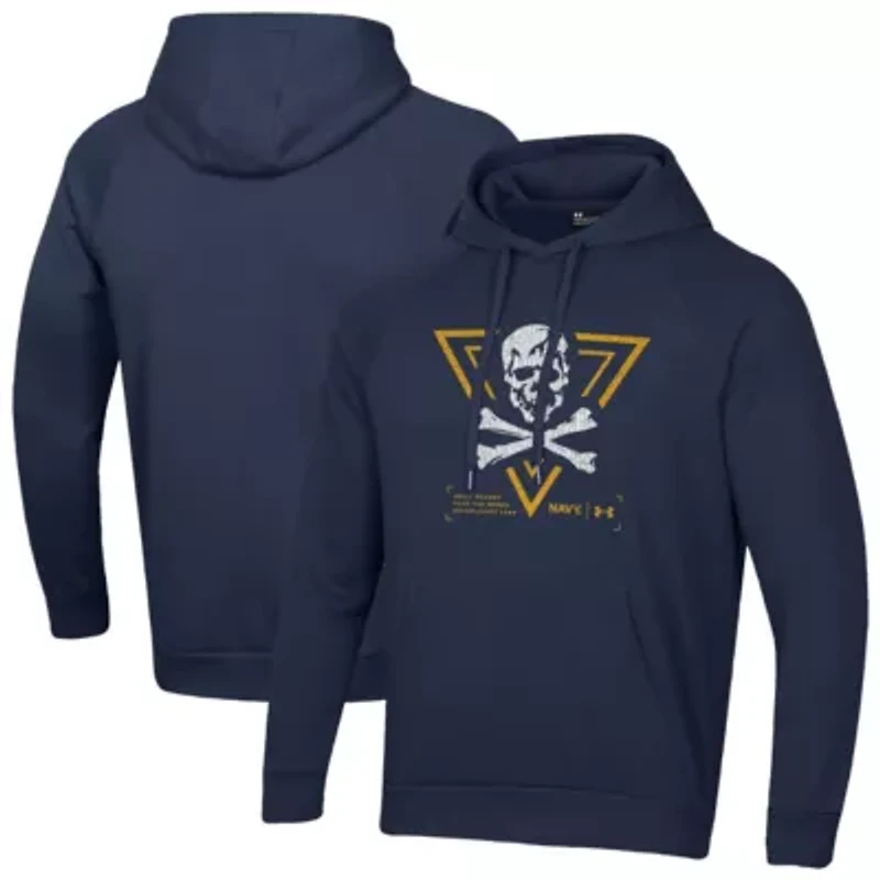Navy Midshipmen NCAA Under Armour Jolly Rogers Rival Fleece Pullover Hoodie