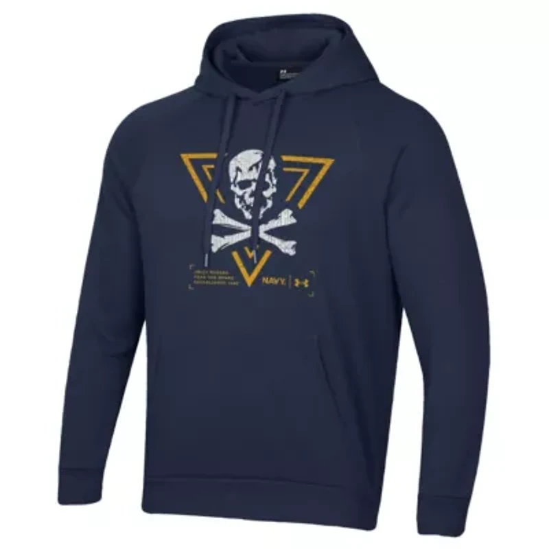 Navy Midshipmen NCAA Under Armour Jolly Rogers Rival Fleece Pullover Hoodie