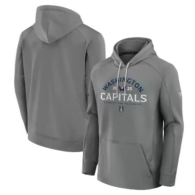 NHL Fanatics Washington Capitals 2025 Stanley Cup Playoffs Authentic Pro Rink Fly Fleece Pullover Hoodie