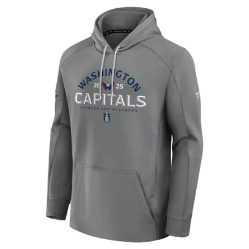 NHL Fanatics Washington Capitals 2025 Stanley Cup Playoffs Authentic Pro Rink Fly Fleece Pullover Hoodie