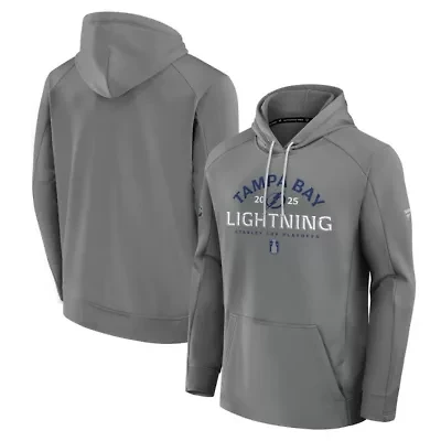 NHL Fanatics Tampa Bay Lightning 2025 Stanley Cup Playoffs Authentic Pro Rink Fly Fleece Pullover Hoodie