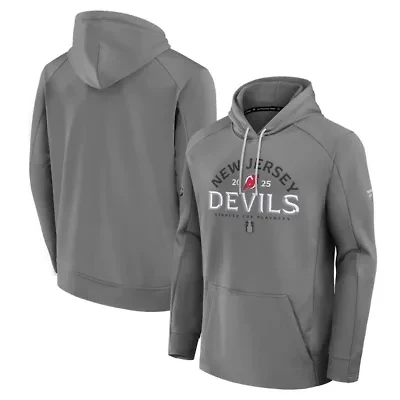 NHL Fanatics New Jersey Devils 2025 Stanley Cup Playoffs Authentic Pro Rink Fly Fleece Pullover Hoodie