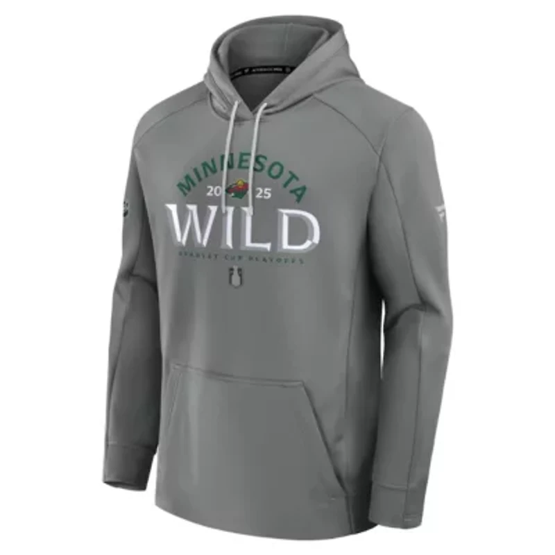 NHL Fanatics Minnesota Wild 2025 Stanley Cup Playoffs Authentic Pro Rink Fly Fleece Pullover Hoodie