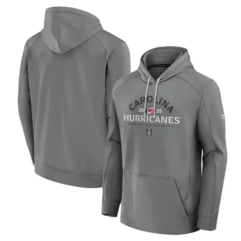 NHL Fanatics Carolina Hurricanes 2025 Stanley Cup Playoffs Authentic Pro Rink Fly Fleece Pullover Hoodie