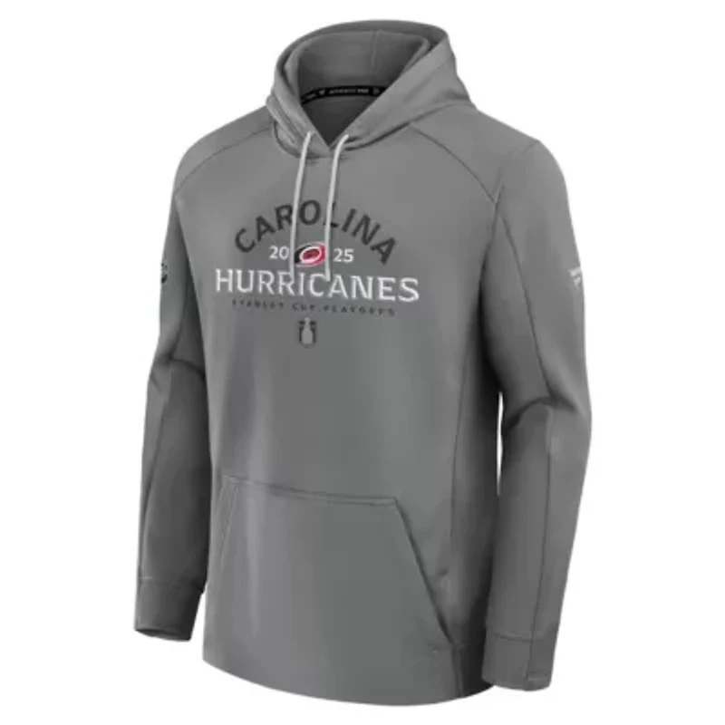 NHL Fanatics Carolina Hurricanes 2025 Stanley Cup Playoffs Authentic Pro Rink Fly Fleece Pullover Hoodie