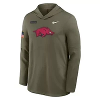 NCAA Nike Arkansas Razorbacks 2025 Military Appreciation Dri-FIT Long Sleeve Hoodie T-Shirt