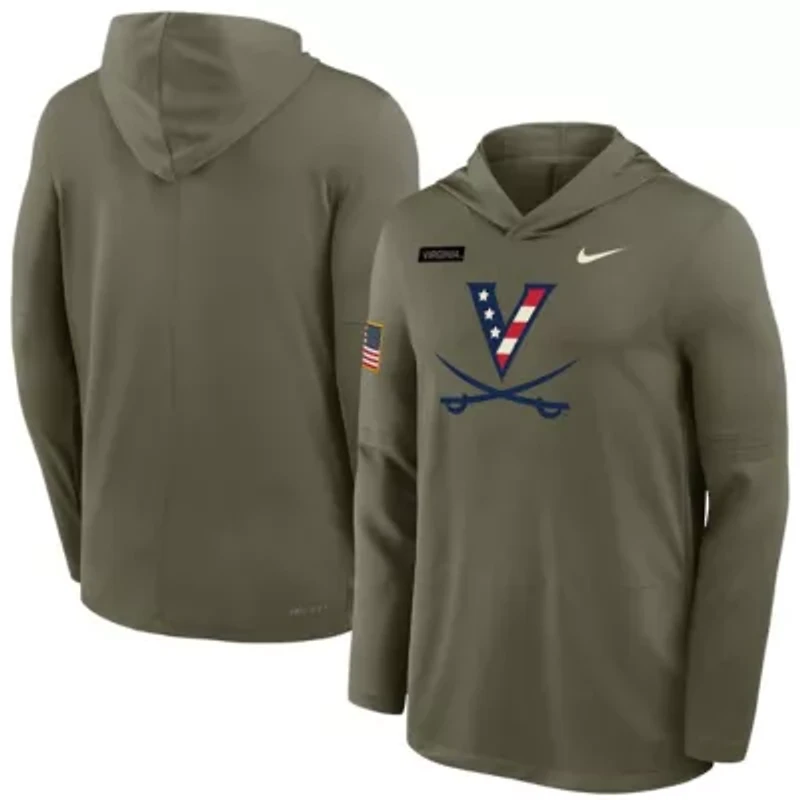 NCAA Nike Virginia Cavaliers 2025 Military Appreciation Dri-FIT Long Sleeve Hoodie T-Shirt