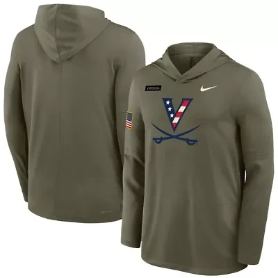 NCAA Nike Virginia Cavaliers 2025 Military Appreciation Dri-FIT Long Sleeve Hoodie T-Shirt