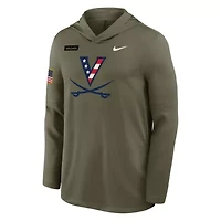 NCAA Nike Virginia Cavaliers 2025 Military Appreciation Dri-FIT Long Sleeve Hoodie T-Shirt