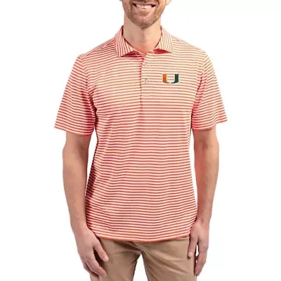 Miami (FL) Hurricanes NCAA Virtue Eco Pique Stripe Recycled DryTec Polo