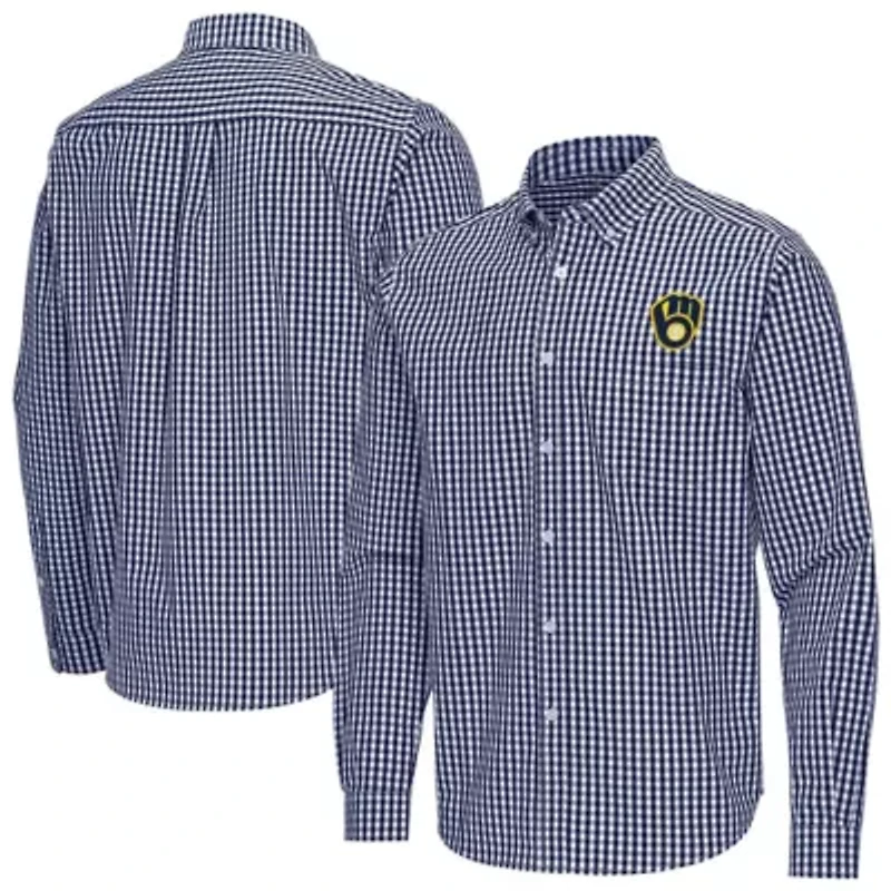 MLB Milwaukee Brewers Ellis Woven Tri-Blend Button-Down Shirt