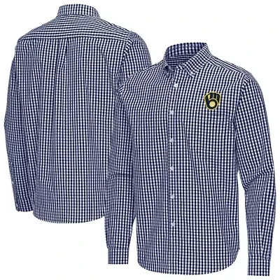 MLB Milwaukee Brewers Ellis Woven Tri-Blend Button-Down Shirt