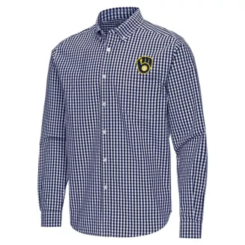MLB Milwaukee Brewers Ellis Woven Tri-Blend Button-Down Shirt