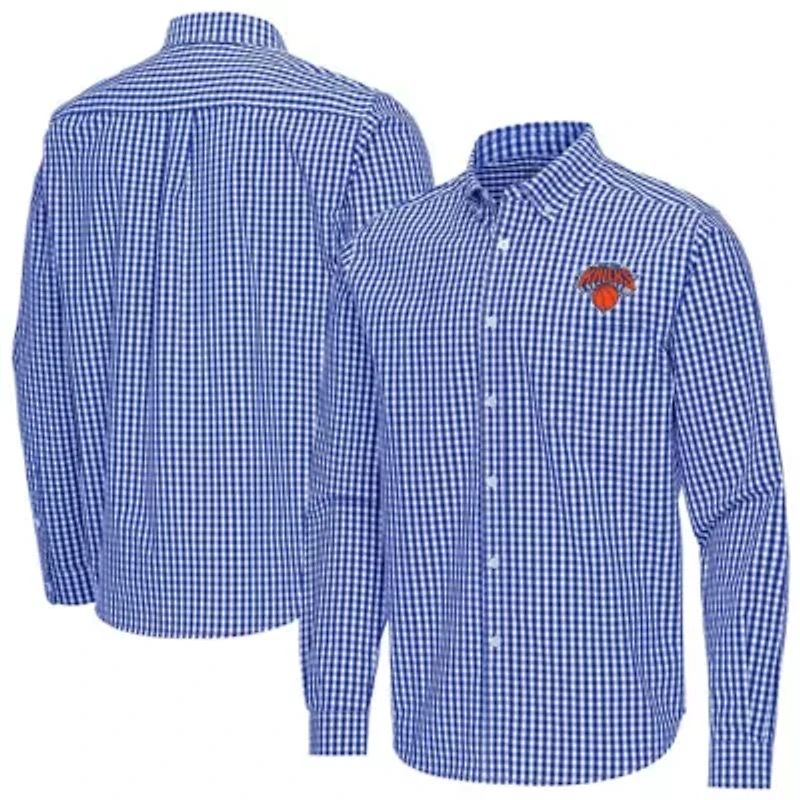 NBA New York Knicks Ellis Woven Tri-Blend Button-Down Shirt