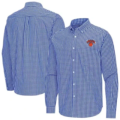 NBA New York Knicks Ellis Woven Tri-Blend Button-Down Shirt